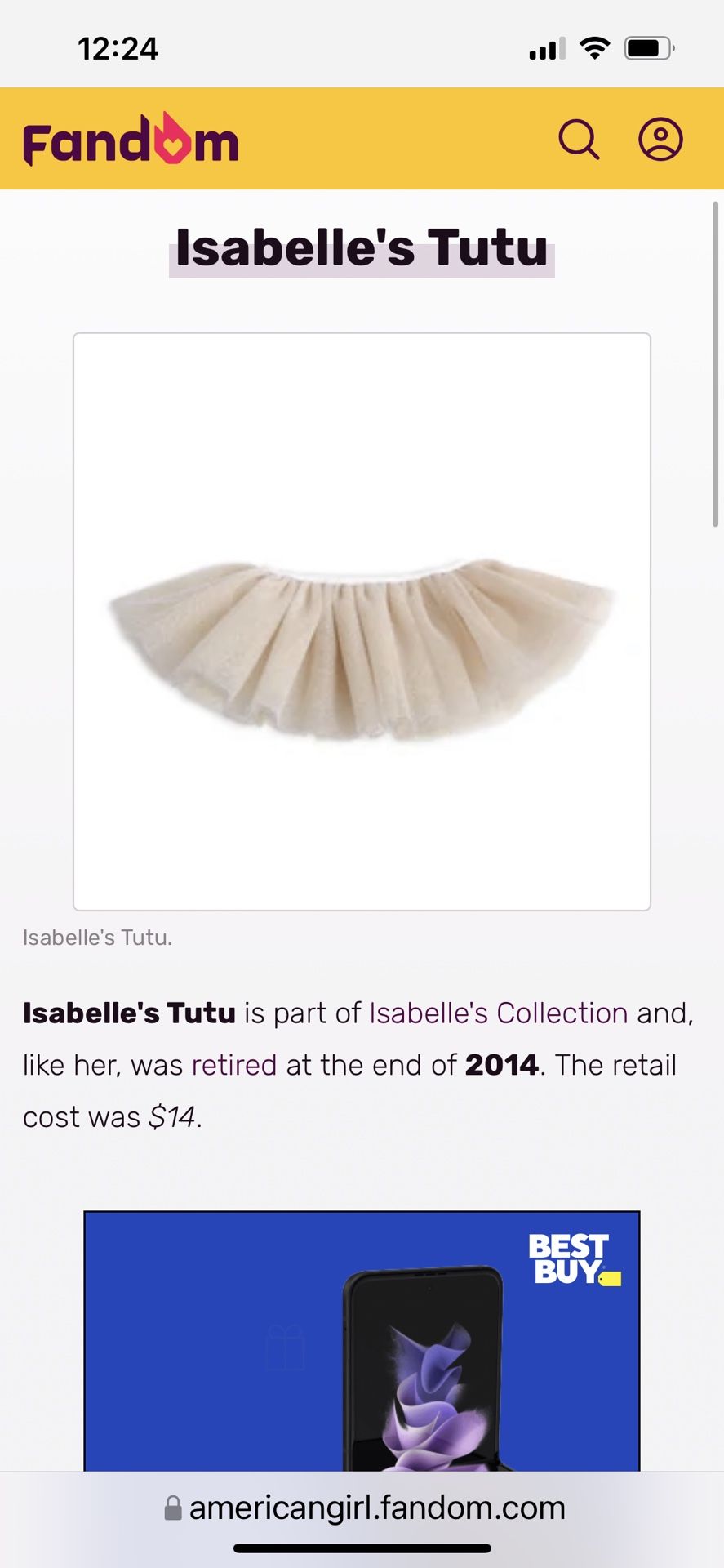 American Girl Isabella’s Tutu