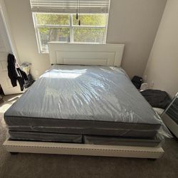 NEW BED FRAME KING SIZE WITH MATTRESS AND BOX SPRING- AVAILABLE IN BLACK TOO 