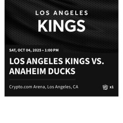 KINGS VS DUCKS   1 TICKET 