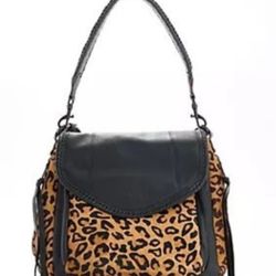 Aimee Kestenberg Leopard Print Black Leather Purse Handbag QVC NWT