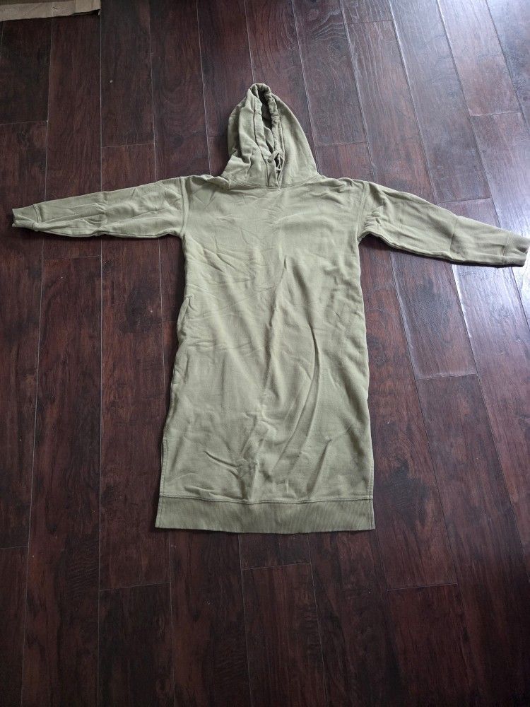 heavy duty cotton khaki hoodie dress