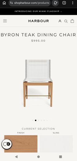 HARBOUR BYRON SOLID TEAK WHITE DINING CHAIR (ONLY 1 CHAIR)