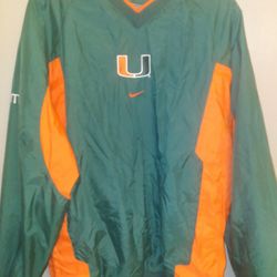 Pullover Windbreaker Jacket University Of Miami UM Size Adult Medium