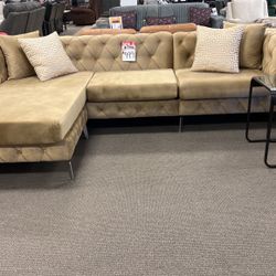 Mocha Velvet Reversible Sectional (OUTLET)