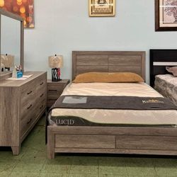 Driftwood Platform Bedroom Set/ Dresser, Mirror, NightStand, Bed/ Delivery Available 
