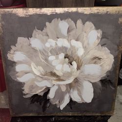 Large Elegant White Floral Canvas Wall Art – Modern Chic