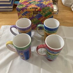 Four (4) New Tall Coffee Mugs 