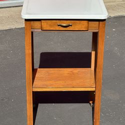 Vintage Side Table With Porcelain Top