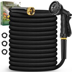 Garden Hose 100FT, Non-Expanding, Lightweight Hose With 8 Function Nozzle, Leak-Proof, No-Knot, Easy to Carry, Wear-Resistant, Sturdy, Flexible, 3/4GH