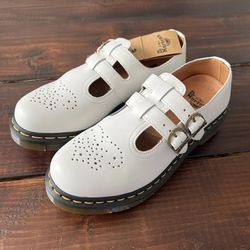 Dr Martens White Leather Mary Jane Shoes