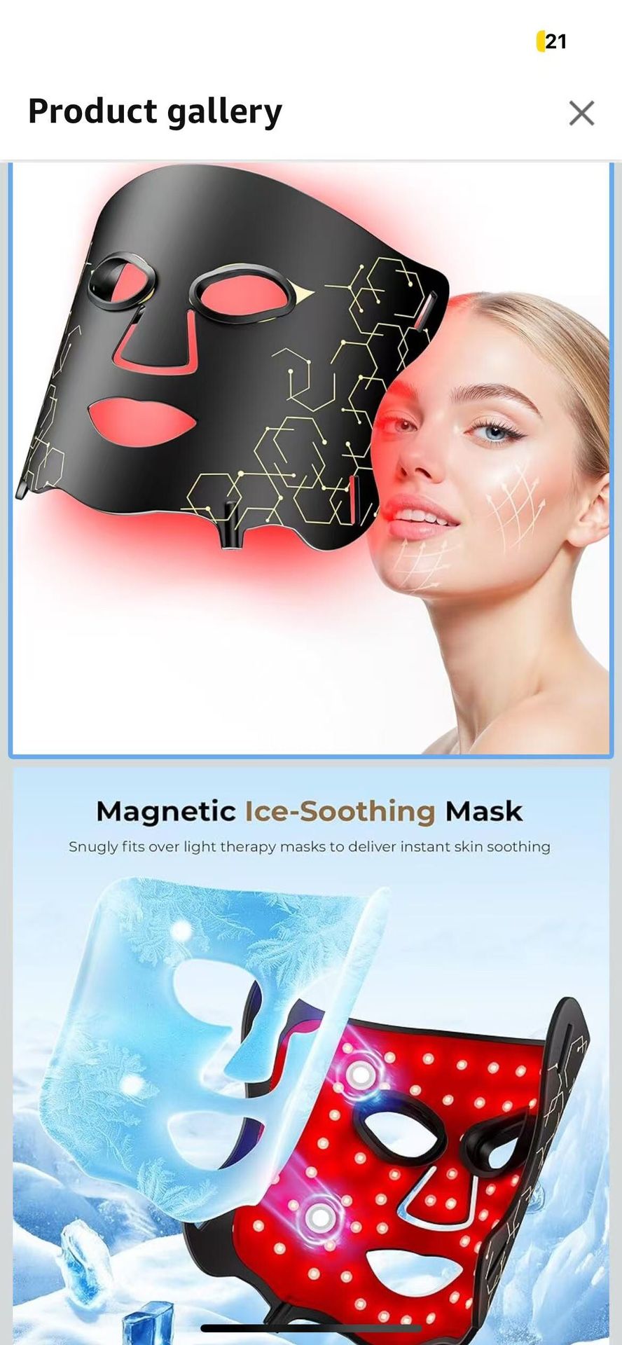LED Light Therapy Mask with Adjustable Brightness and Timer, Soft Silicone Red Light Therapy Mask for Home & Travel