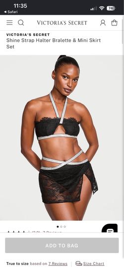 the Victoria's Secret Shine Strap Halter Bralette & Mini Skirt Set. Modding neck strap size small