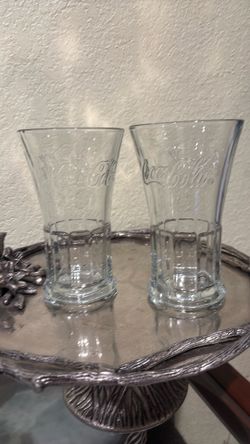 2 Libbey Coca Cola Clear Flarred Glasses
