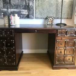 Solid Wood Executive Desk – Rustic / Global Style