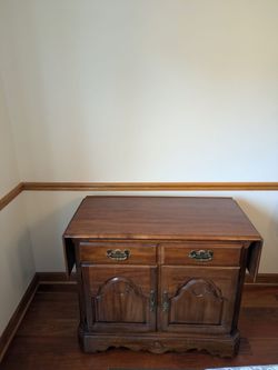 Wood Drop-Leaf Server Cabinet with Drawers