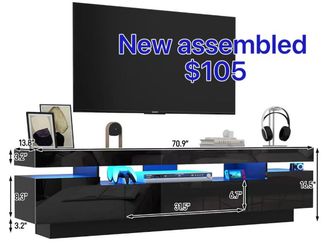 😀 70”Black TV Stand for 75/80 inch TV,Modern LED TV Stand for Living Room,High Gloss Entertainment Center with Storage Drawer,APP RGB Light,TV Consol