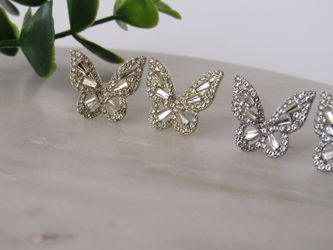 925 Sterling Silver Needle High-end Butterfly Earrings, Gold and Silver Color