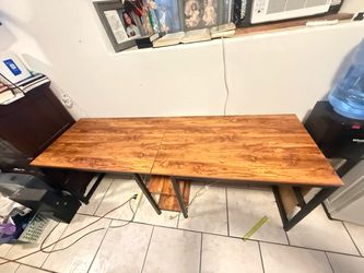 Wood Top Desk with Metal Frame