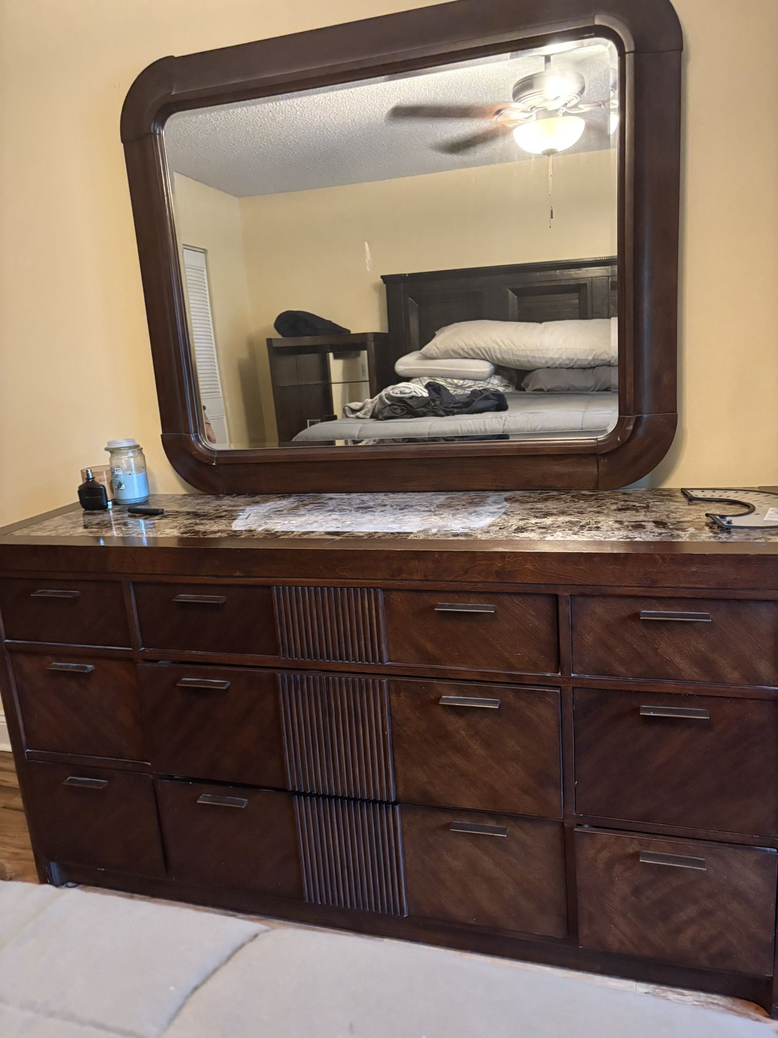 Large Wood Bedroom Dresser With Mirror