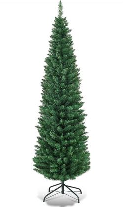5 FT Pencil Christmas Tree Slim Unlit Artificial Xmas Tree with Metal Stand - Brand New in Box