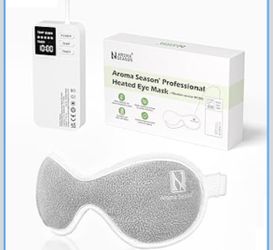 Aroma Season Vibrating Heated Eye Mask for Dry Eyes, 3000mAh Cordless Warm Eye Compress for Stye, Blepharitis, Rechargeable Electric Eye Heating Pad f