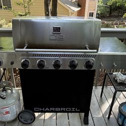 Charbroil Grill - Propane - 5 Burner + Side Burner + Cover