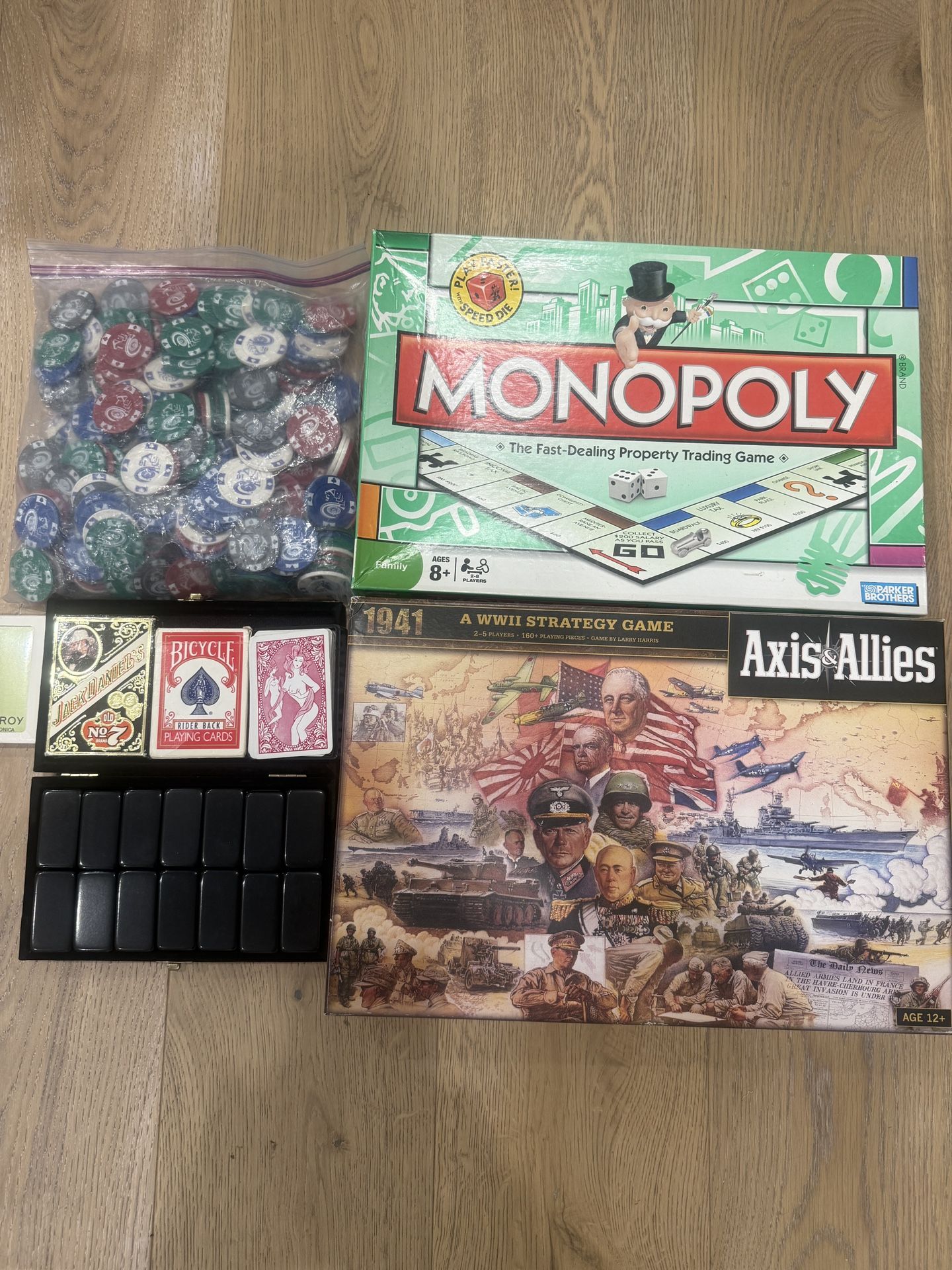 Games: Axis Allies Monopoly Bones Poker Chips Cards