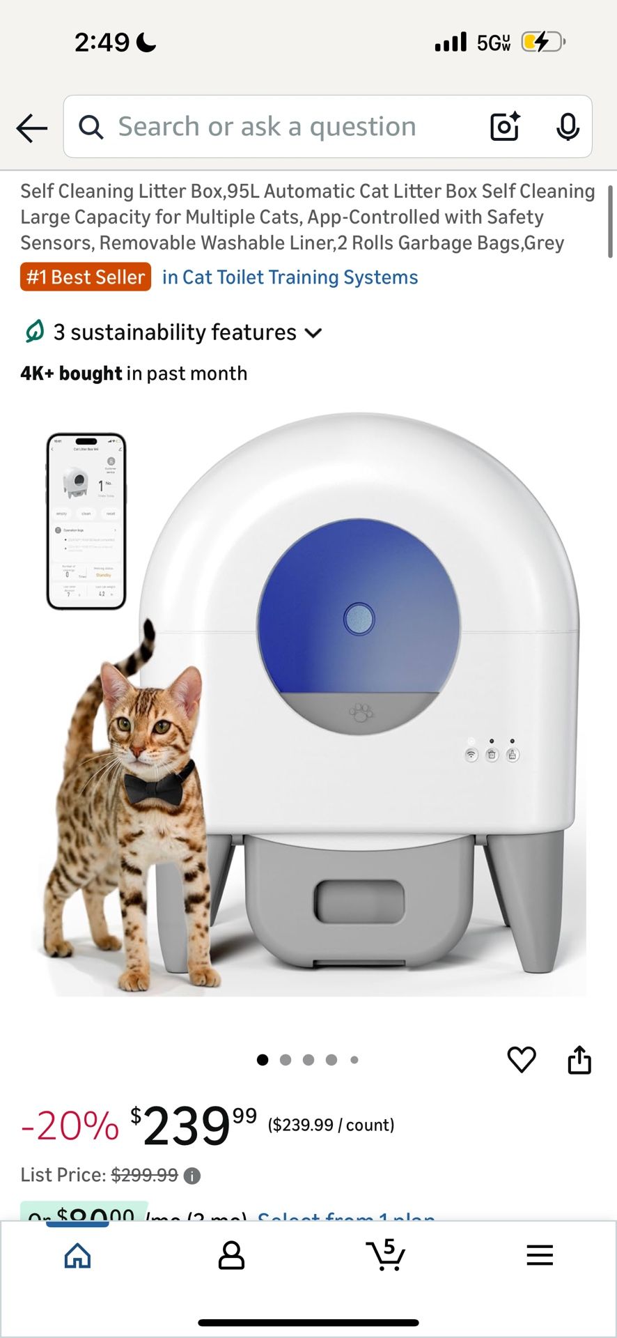 Self Cleaning Litter Box 95L