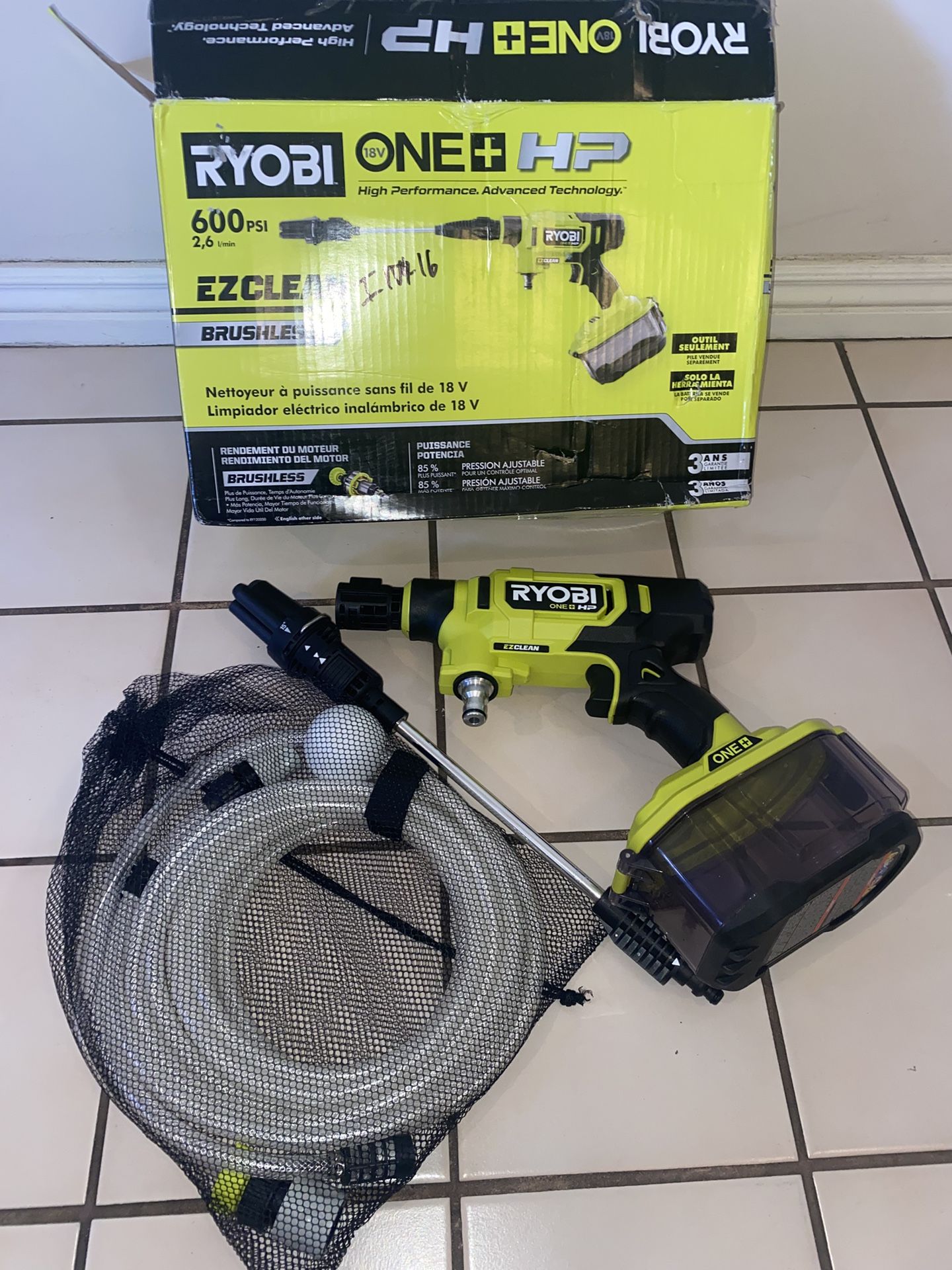 Ryobi 18v Hp 600 Psi Cordless Power Cleaner