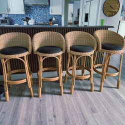 Rattan and Bamboo Barstools