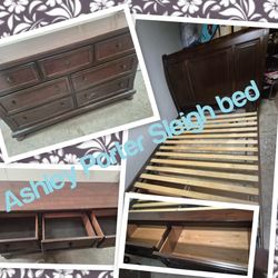 Ashley Porters Sleigh Bed With Mirrored Deeeser 