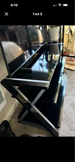 Black metal TV stand