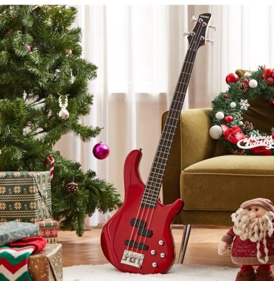Donner electric bass guitar 4 string bass red bass