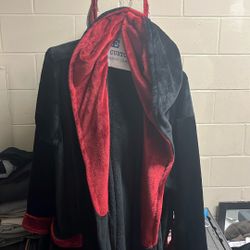 XL Black And Red Velour Robe