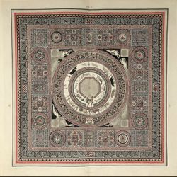 Samuel Lysons - Orpheus Mosaic from the Woodchester Great Pavement Large Engraving 1796 Ancient Roma