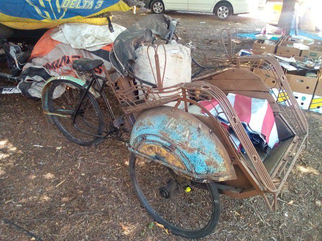 RICKSHAW PEDICAB 3 WHEEL BIKE Bicycle Vintage Antique Schwinn Pedal Car Cab Human Indian Chief Cargo RARE Phoenix Sidecar Cycle Motorcycle  Tricycle 