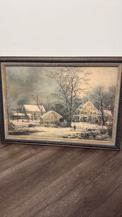 Winter in the country A cold morning painting