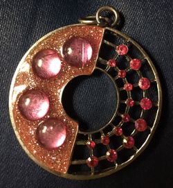 Rose and silver tone pendant