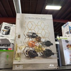 11 Bottle Wine Rack Gold Finish