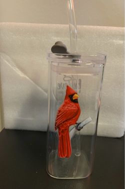Cardinal Bird Acrylic Tumbler with Straw