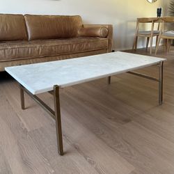 CB2 Slab Marble & Brass Coffee Table