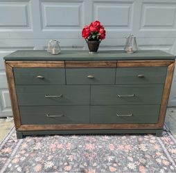 Solid green wood dresser