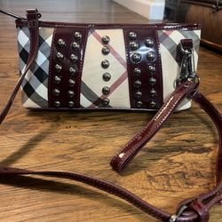 Burgundy Beige  Crossbody And Wristlet