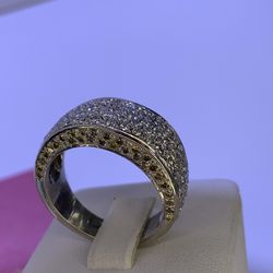 14K White Gold Diamond And Citrine Ring
