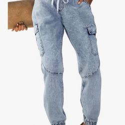*NEW* Women’s Denim Joggers | High Waisted Stretchy Cargo Style Pants (Size XL)