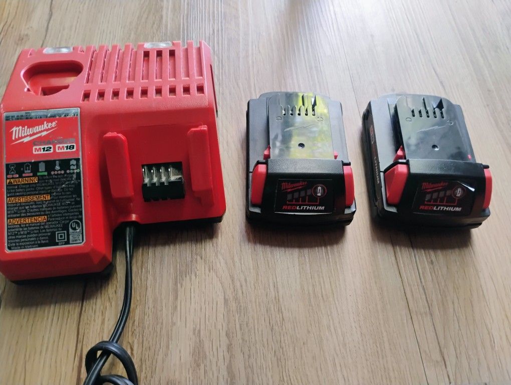 Milwaukee Charger And 2 Batteries