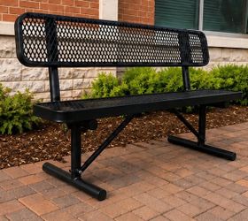48" Outdoor Commercial Steel Bench w/ Backrest [NEW]  **Assembly Required