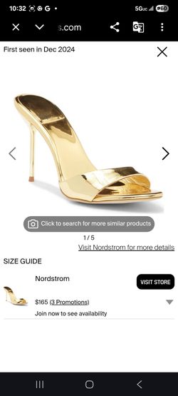 Gold Metallic High Heel Mule Sandals