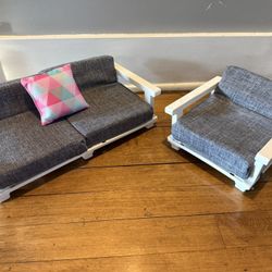 My Life As Living Room Set~Sofa With Throw Pillows Couch Chair Dolls Furniture