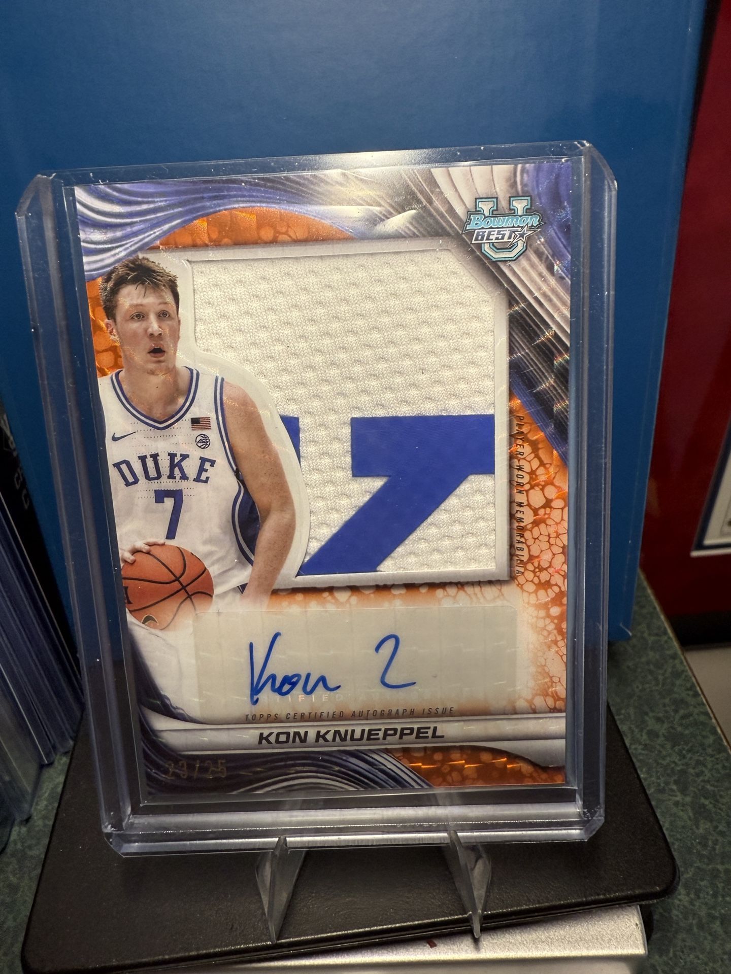 2024-25 BOWMAN BEST U KON KNUEPPEL ORANGE GEOMETRIC JUMBO PATCH AUTO # 23/25